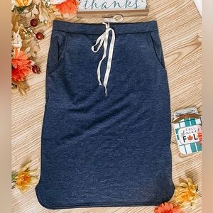 7th Ray weekender skirt heather navy blue faux drawstring midi